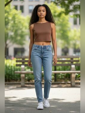 Free People Brown Stretch Sleeveless Crop Tank XS/S
